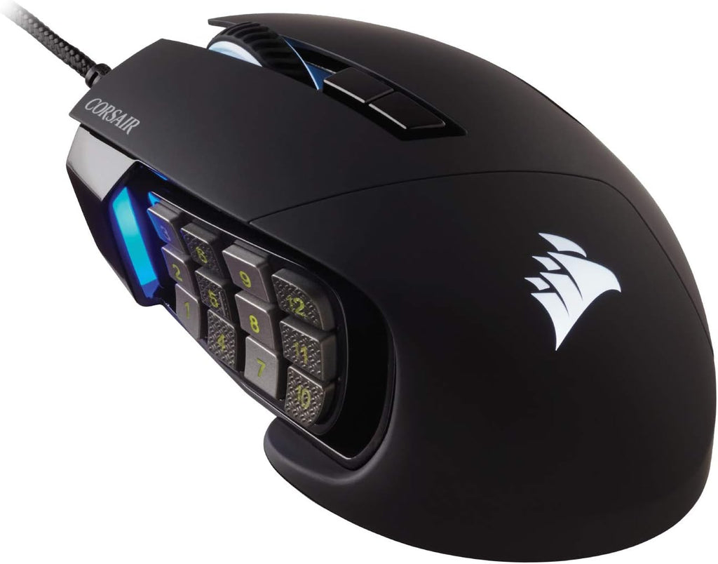 Corsair SCIMITAR RGB ELITE - Mouse gaming MMO - 18,000 DPI - 17 botones programables - iCUE compatible - Negro